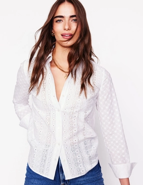 Sienna Fabric Interest Shirt-White Slim Fit Cut QuickDry Material