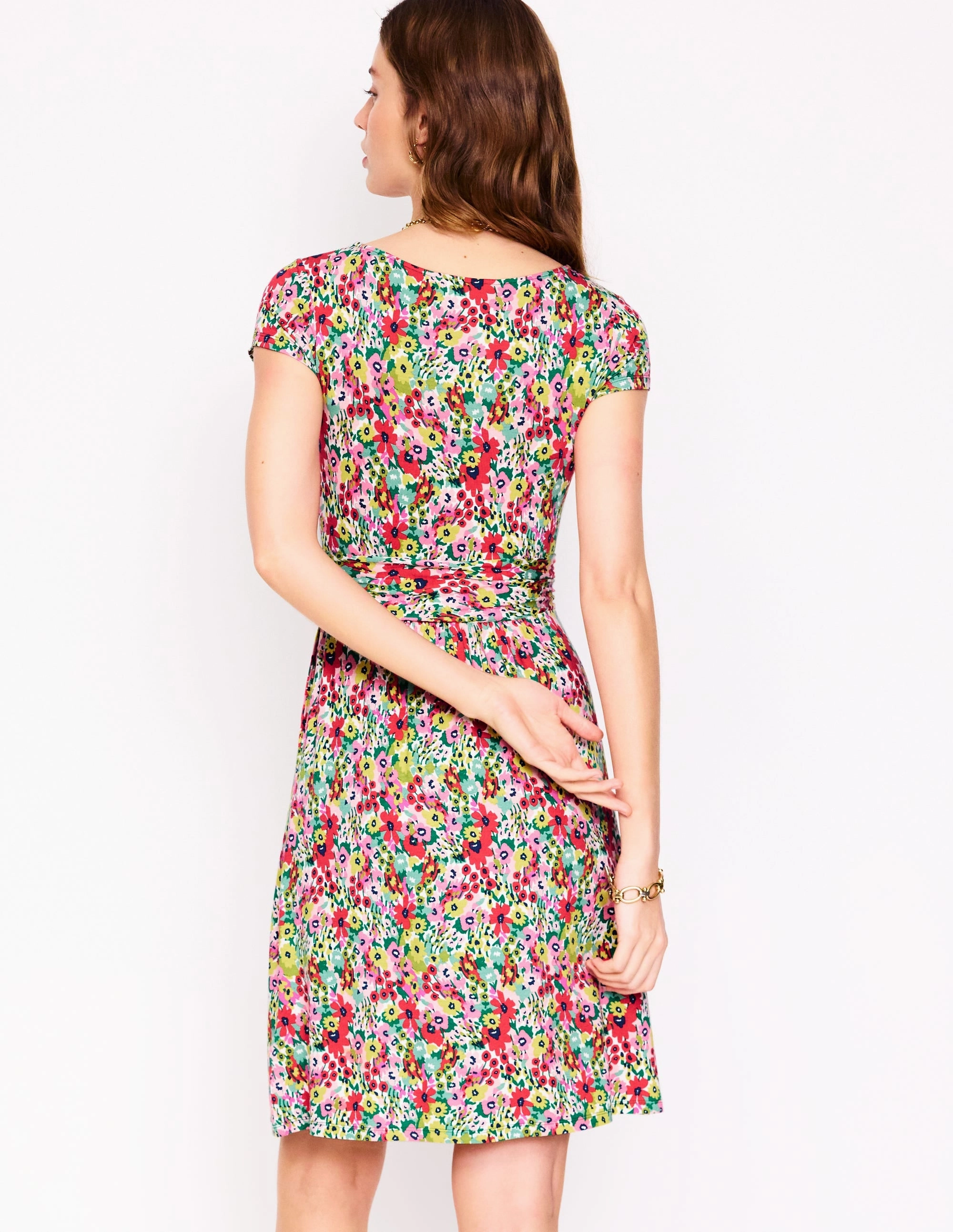 Amelie Jersey Dress-Multi, Wildflower Garden Chic Comfort Lace Detail