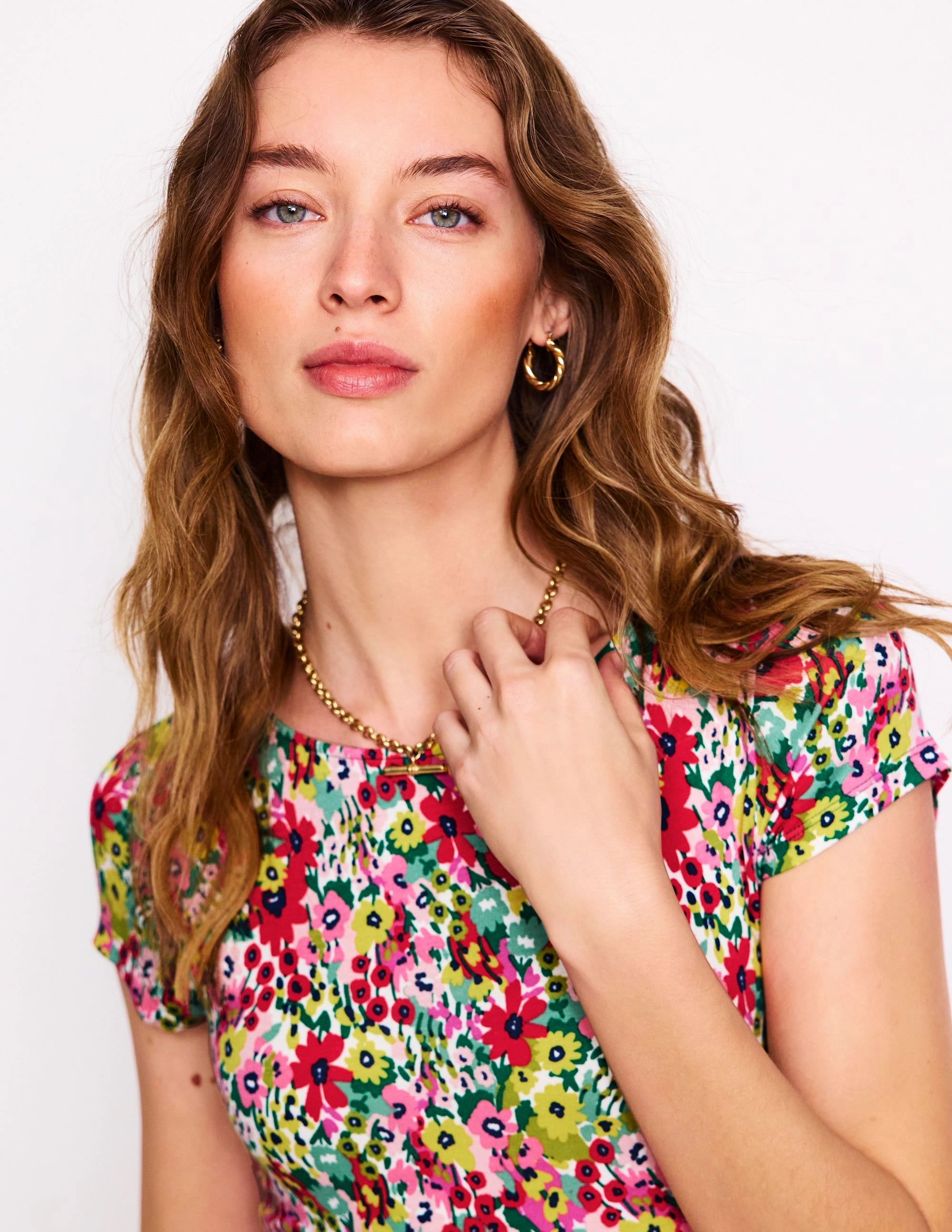 Ruffle-Detail Amelie Jersey Dress-Multi, Wildflower Garden