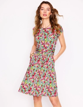 Amelie Jersey Dress-Multi, Wildflower Garden Light Bow