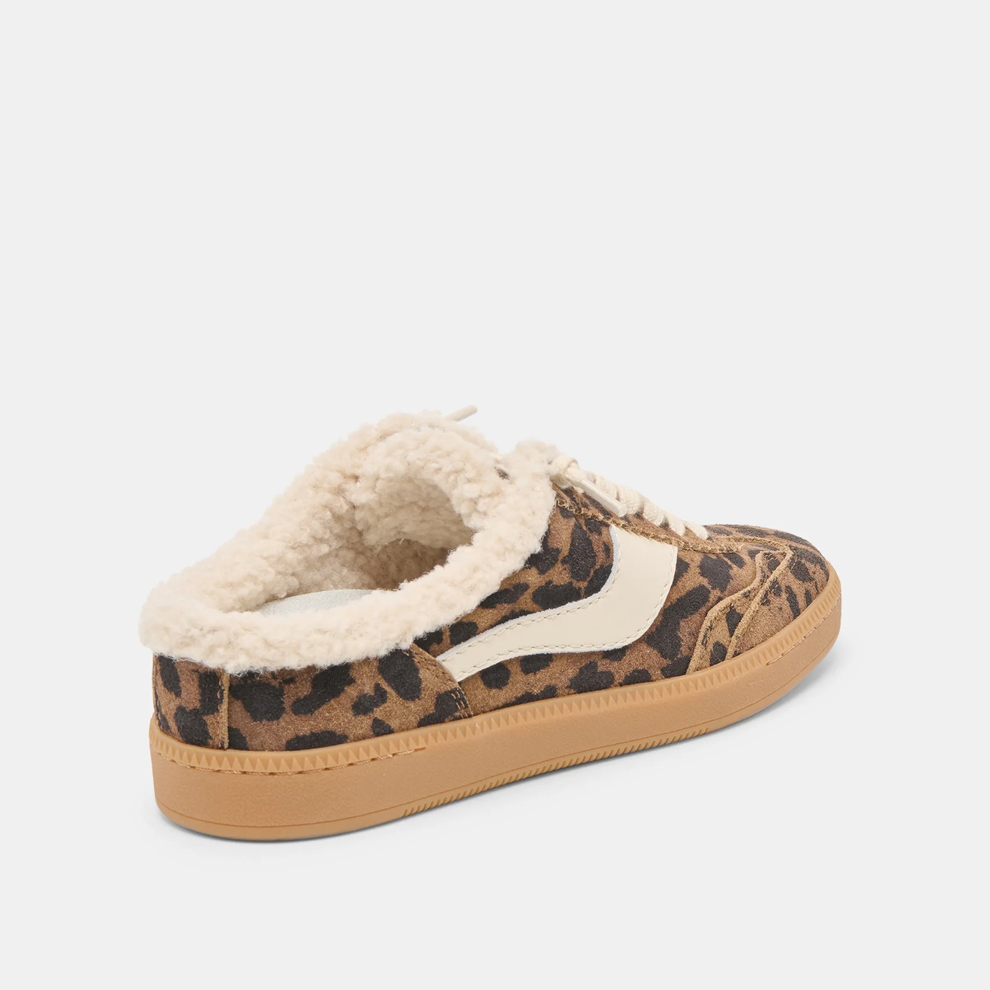 NOTICE SLIDE PLUSH SNEAKERS BROWN LEOPARD PRINTED SUEDE Comfort water Enhanced Grip Pattern