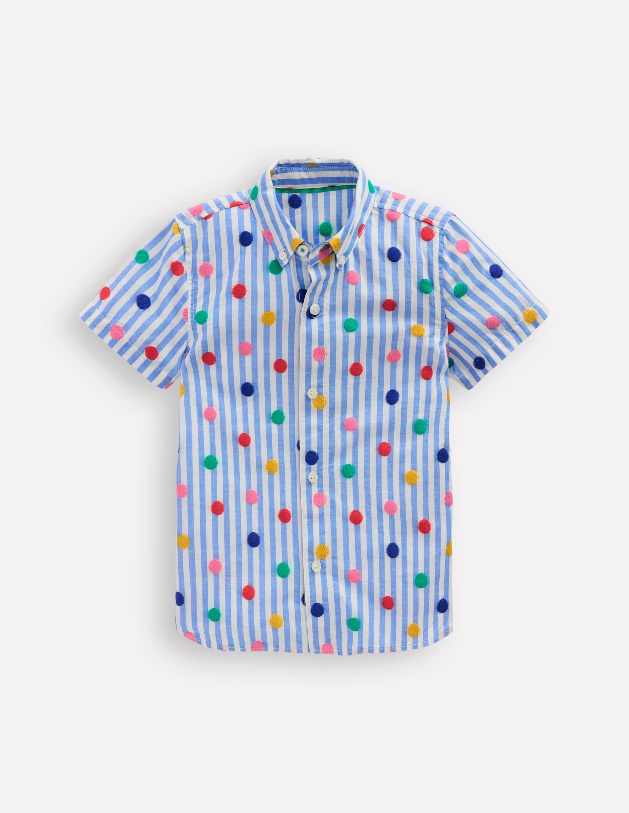 Comfortable Look Soft and breathable Fun Cotton Shirt-Peacock Plume Blue Spot