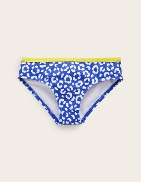 Patterned Bikini Bottoms-Blue Leopard Active-Lifestyle Chlorine Resistant Material