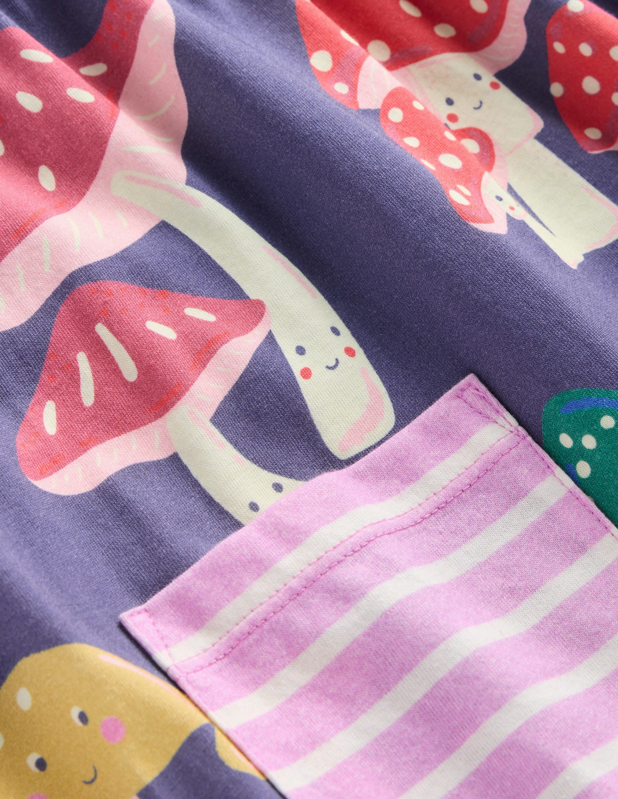 Floral freshness Outdoor Trend Look Long Sleeve Printed Tunic-Starboard Blue Mushrooms