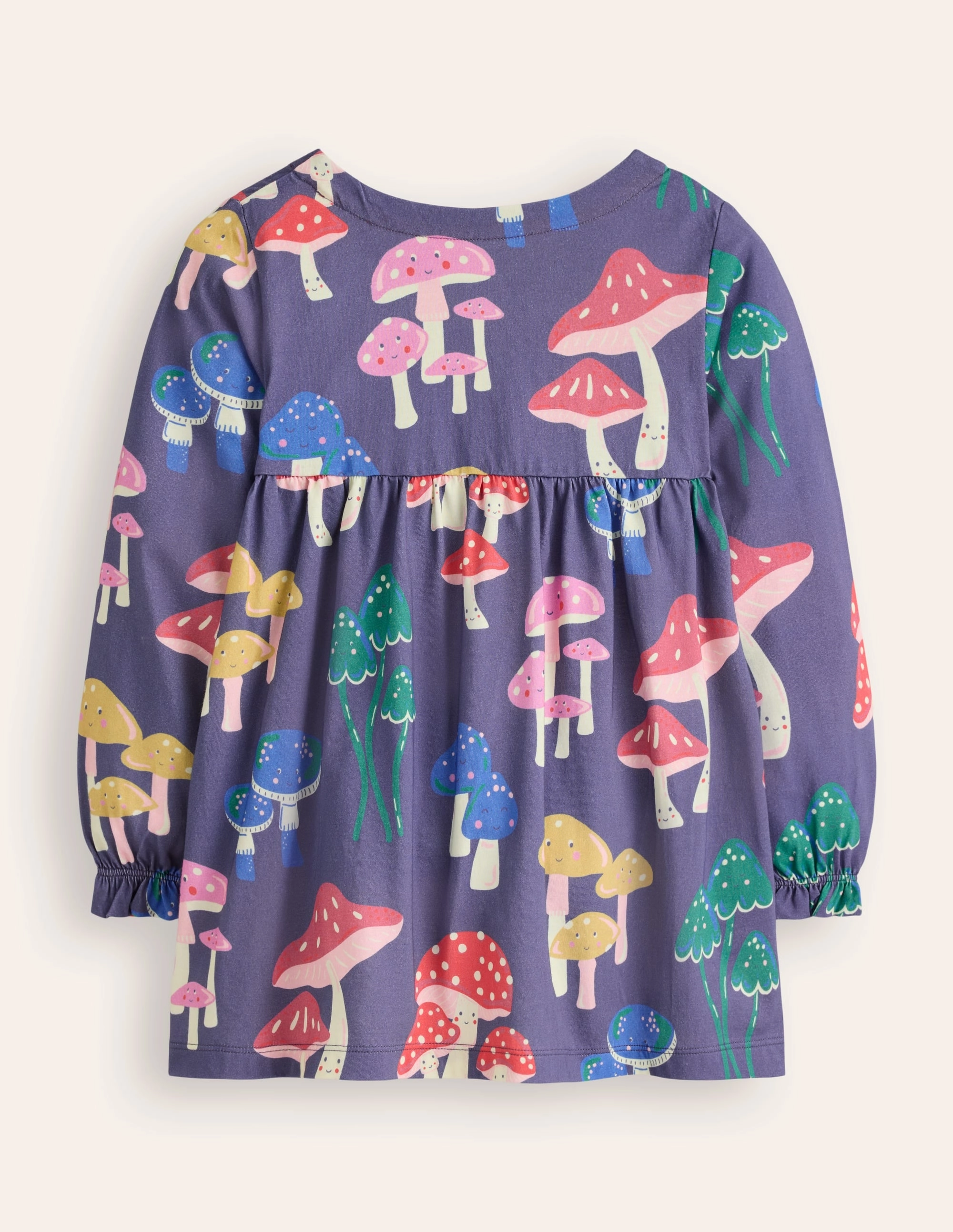 Holiday Style Trend Comfy Comfort Long Sleeve Printed Tunic-Starboard Blue Mushrooms
