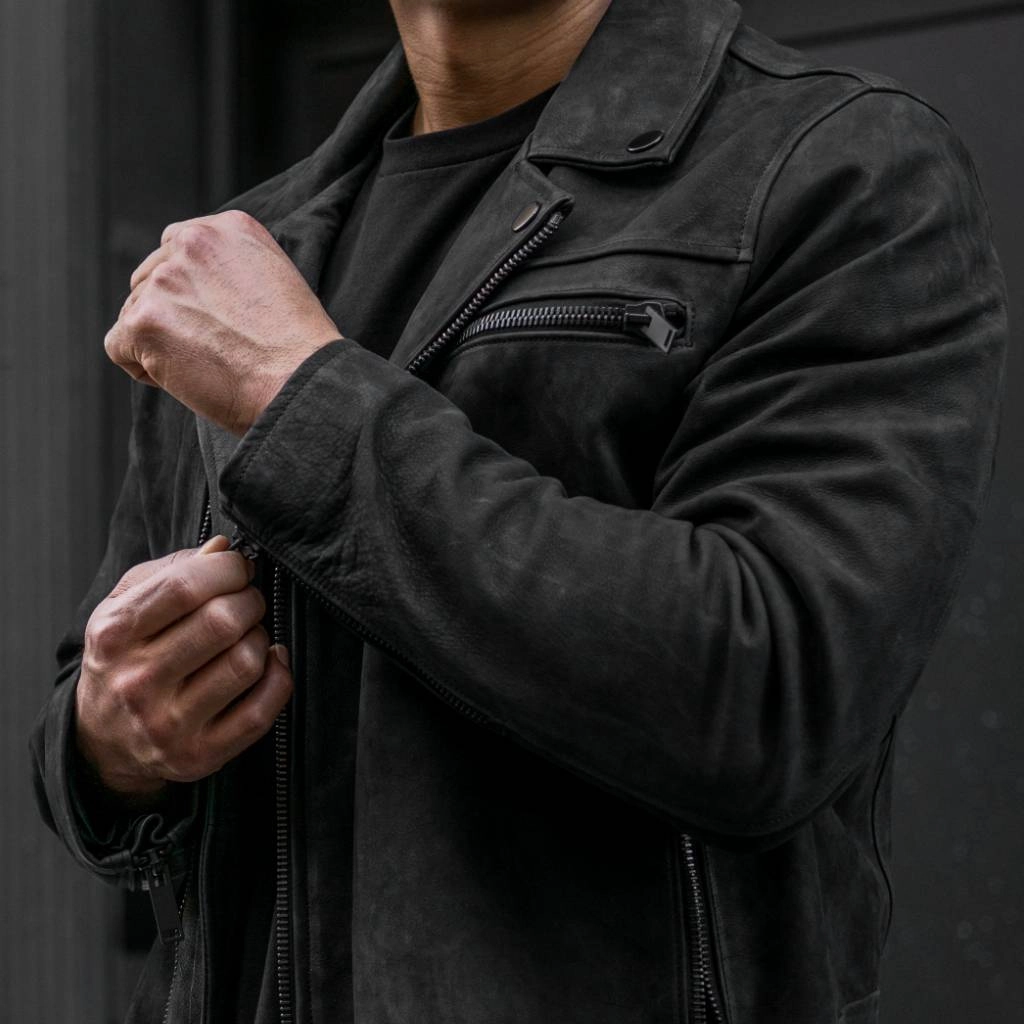 muted shades Motorcycle Jacket | Black Matte