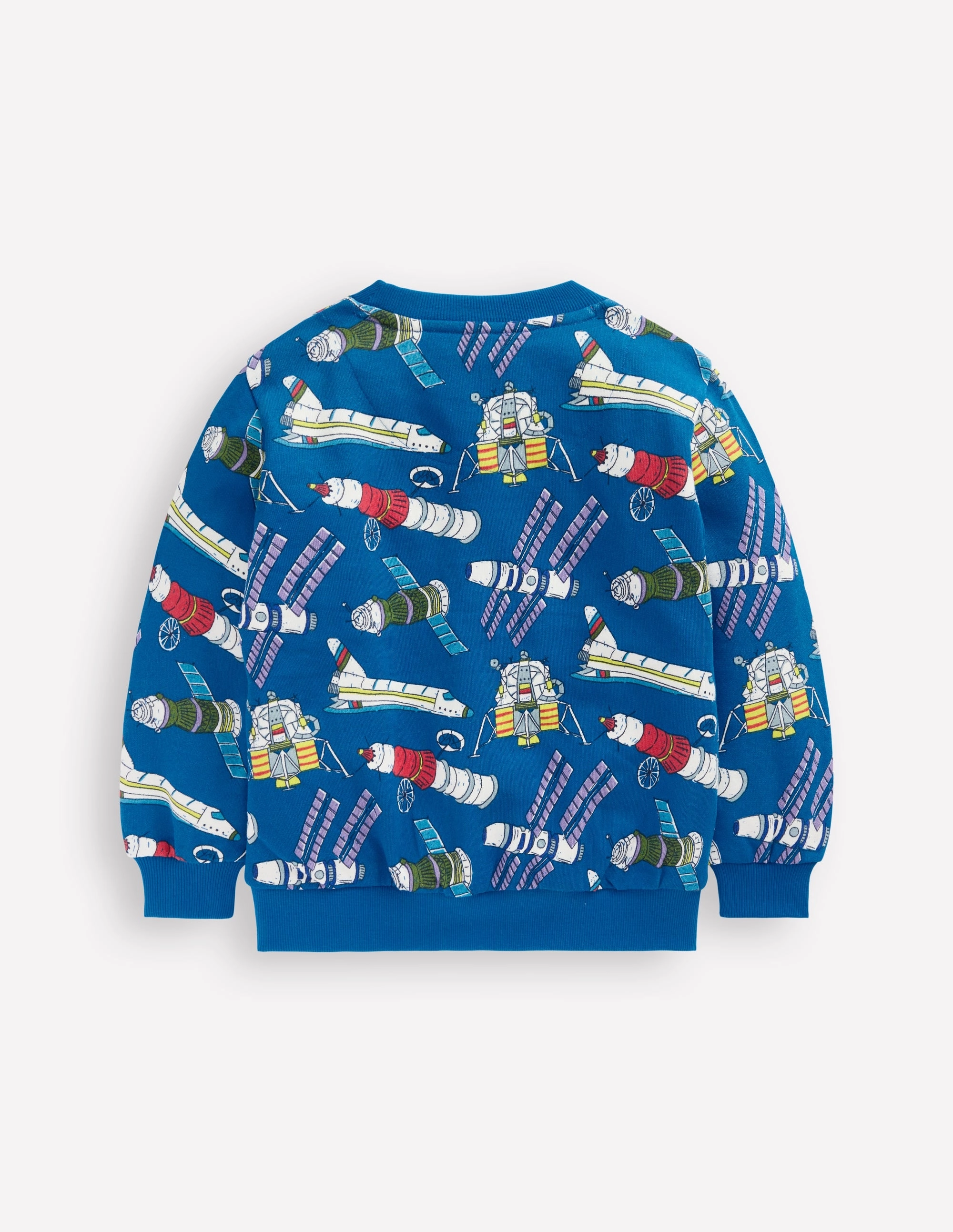 Everyday Printed Sweatshirt-Kingfisher Blue Satellites Cozy Layering Light Fit