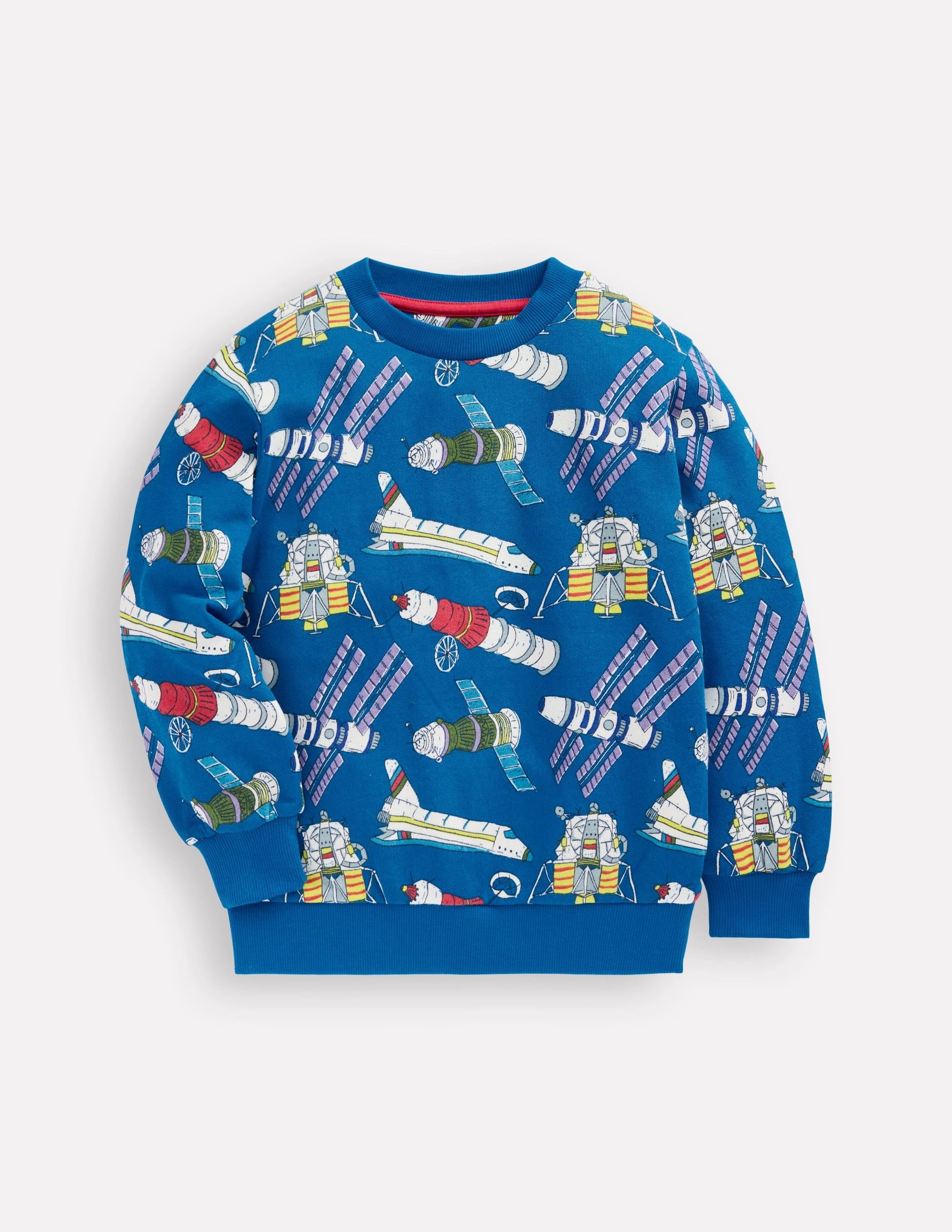 Classic Comfort Everyday Printed Sweatshirt-Kingfisher Blue Satellites