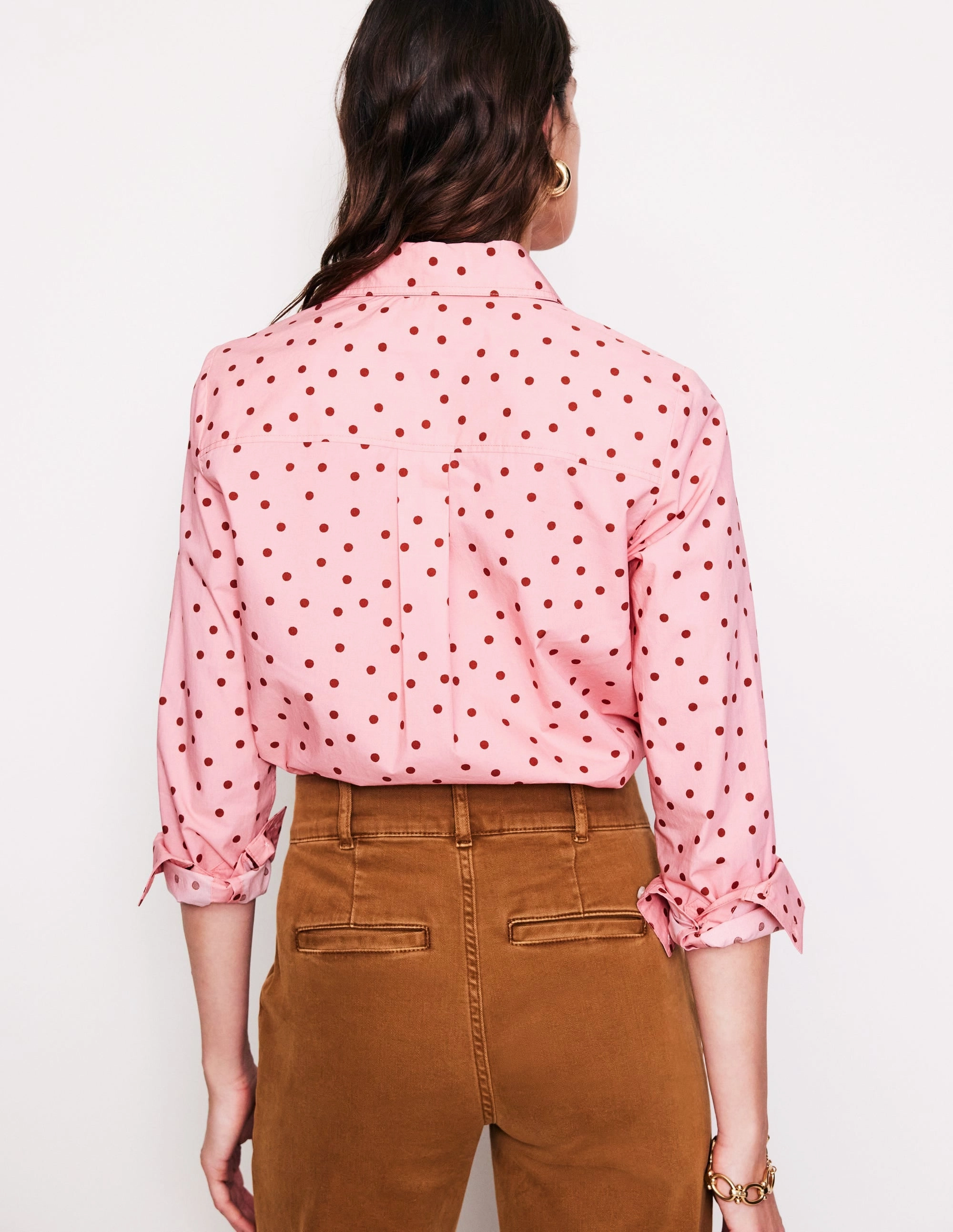 All-Purpose Comfort LayeredHemDetails Sienna Cotton Shirt-Almond Pink, Sparse Spot