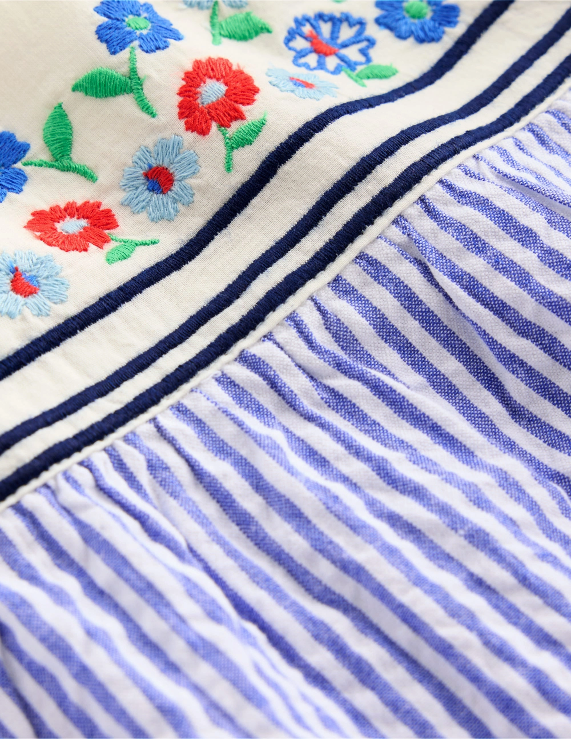 Fun and Playful Puff Sleeve Sailors Top-Peacock Plume / Ivory Stripe