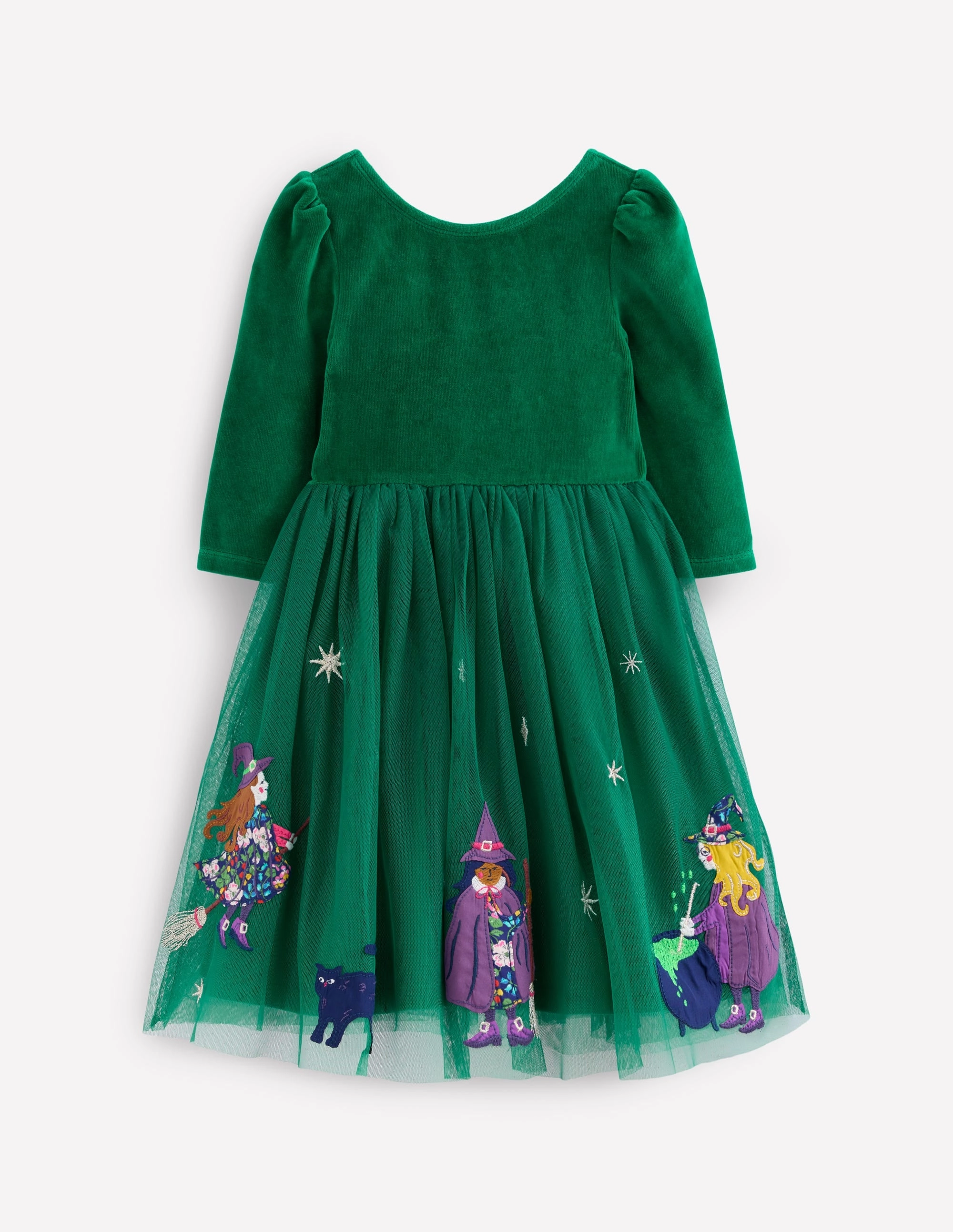 Velour Tulle Appliqu?? Dress-Jewel Green Halloween Smooth Surface Stylish Appeal