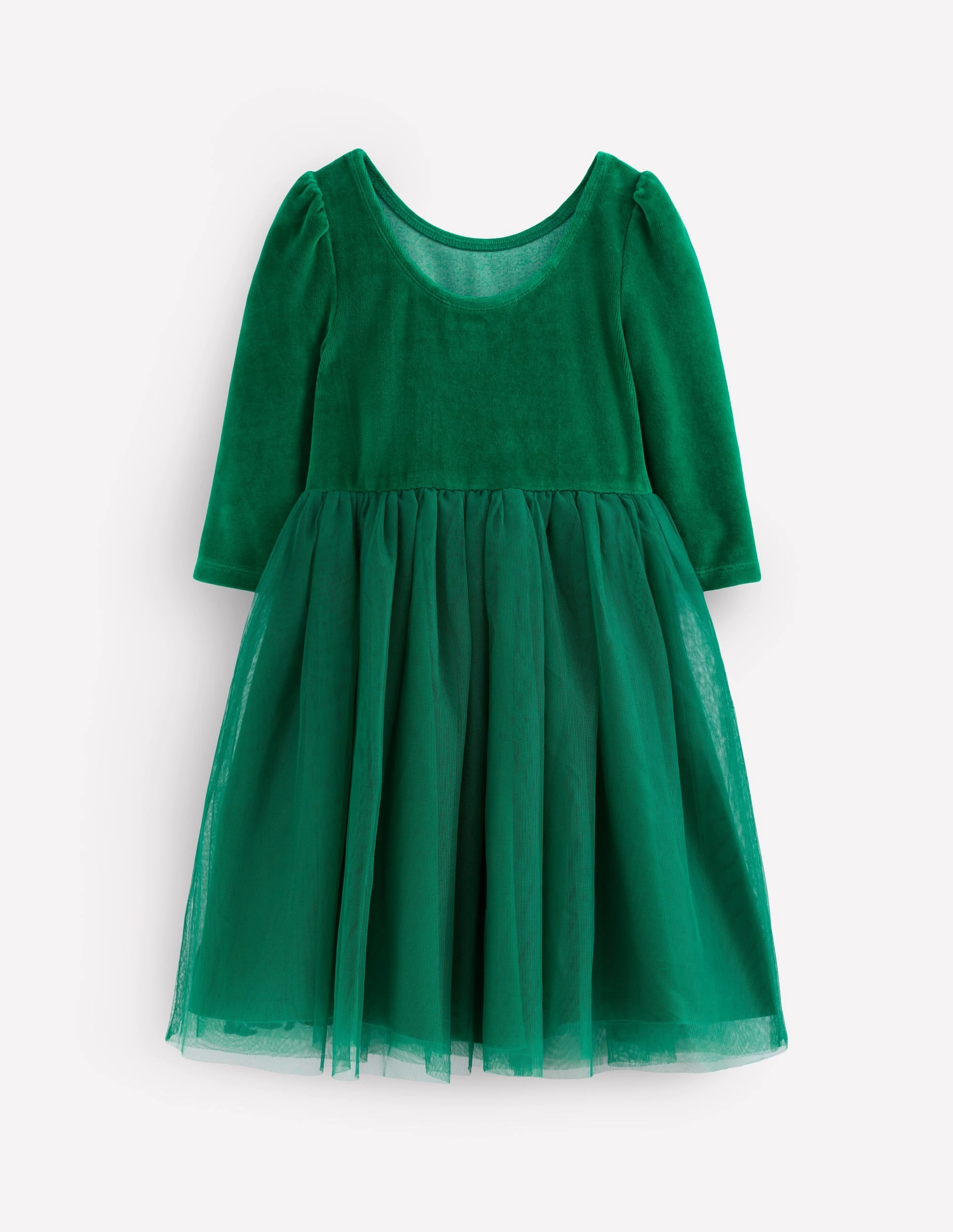 Modern Texture Pose Sweet Velour Tulle Appliqu?? Dress-Jewel Green Halloween