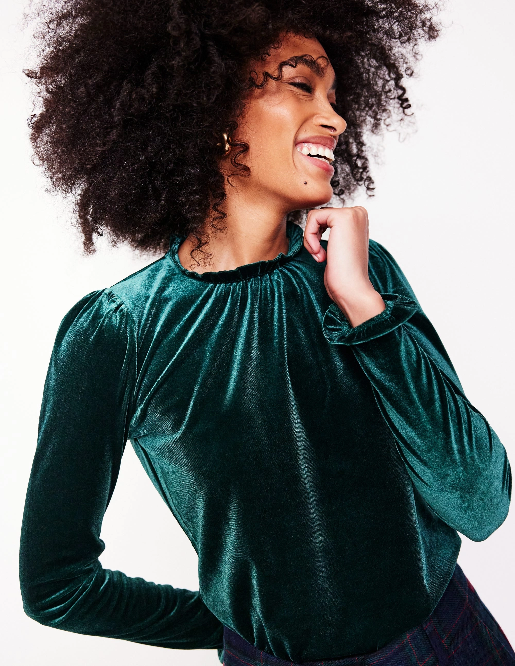 Velvet Frill Neck Top-Glade Luxury exclusivity