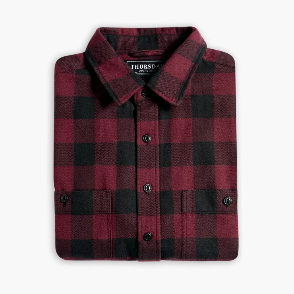 Buffalo Check Shirt | Red Tear Resistant Reinforcement Multipocket Style