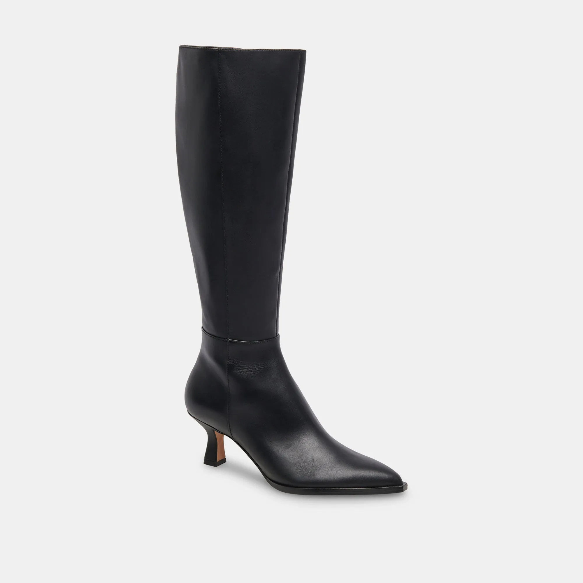 Luxury Edge Supportive AUGGIE NARROW CALF BOOTS BLACK LEATHER