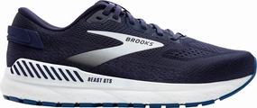 Brooks Beast GTS 24 WIDE FIT Mens Running Shoes - Navy Comfortable Foot Feel running during sunset