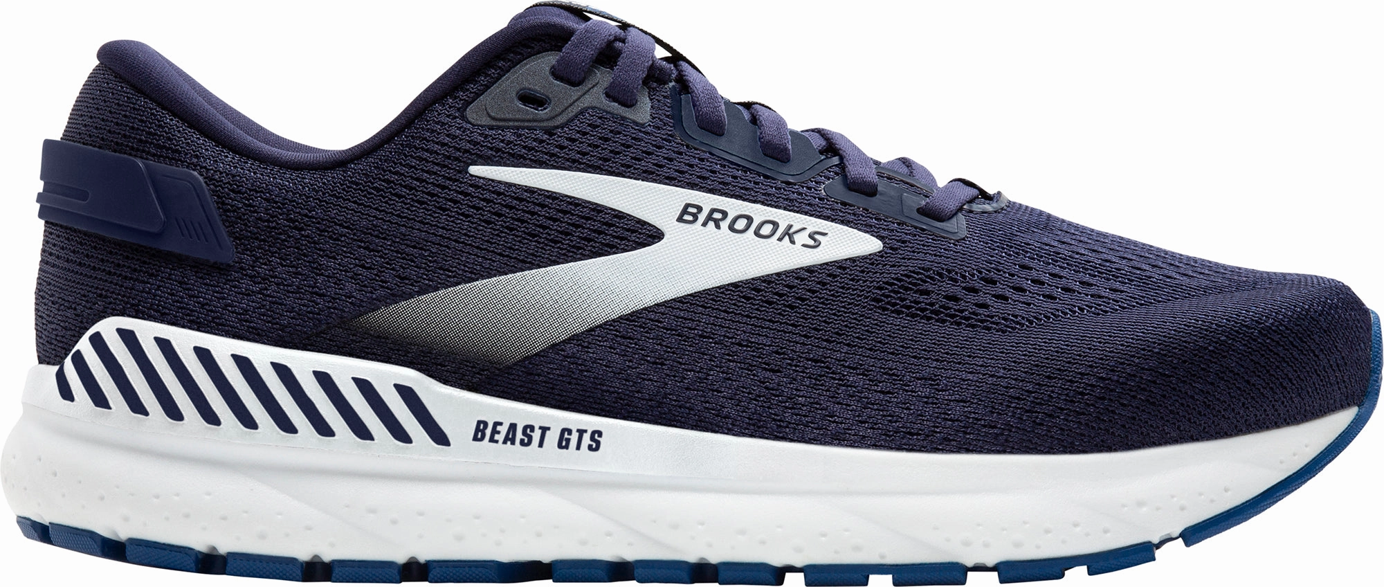 Brooks Beast GTS 24 WIDE FIT Mens Running Shoes - Navy Comfortable Foot Feel running during sunset