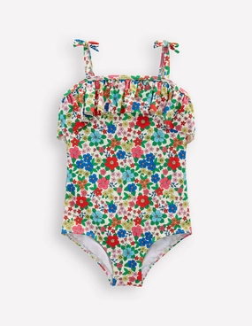 Poolside Apparel Frill Tie Detail Swimsuit-Multi Holiday Flowerbed