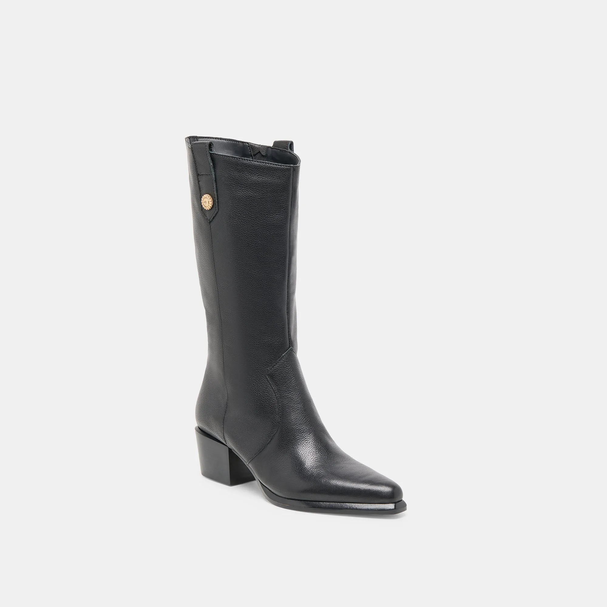 Waterproof City Walking Easy On Design VERN WIDE CALF BOOTS BLACK LEATHER