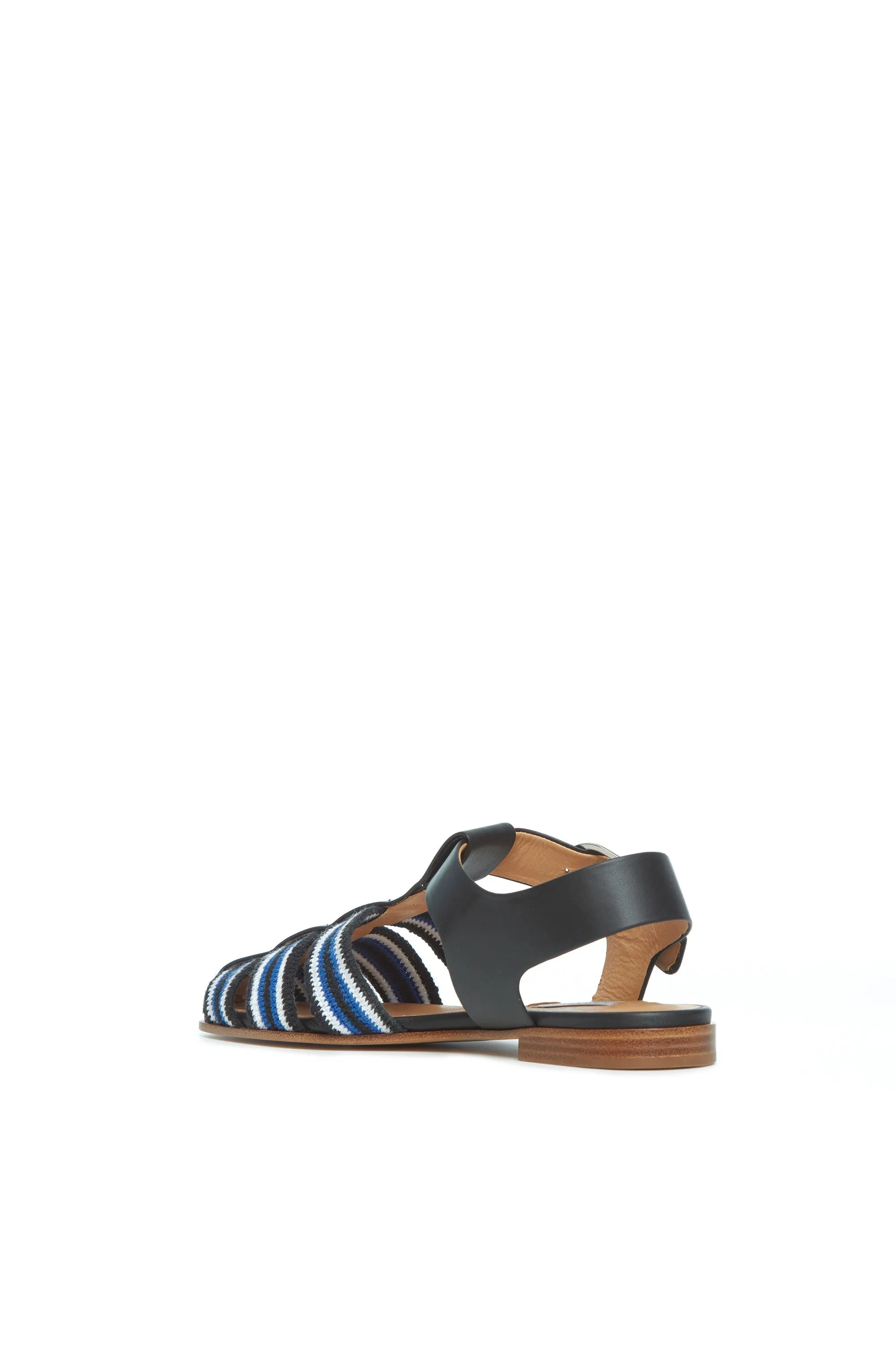 Calla Sandal in Black Multi Nappa Leather Crochet Classic Summer Shoes