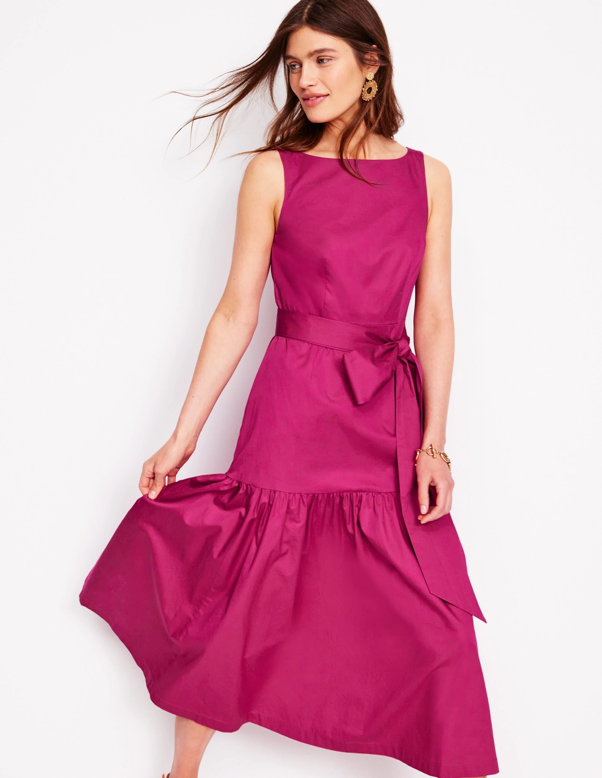 Classic Movement Deep Tier Fit & Flare Dress-Cherry Jam