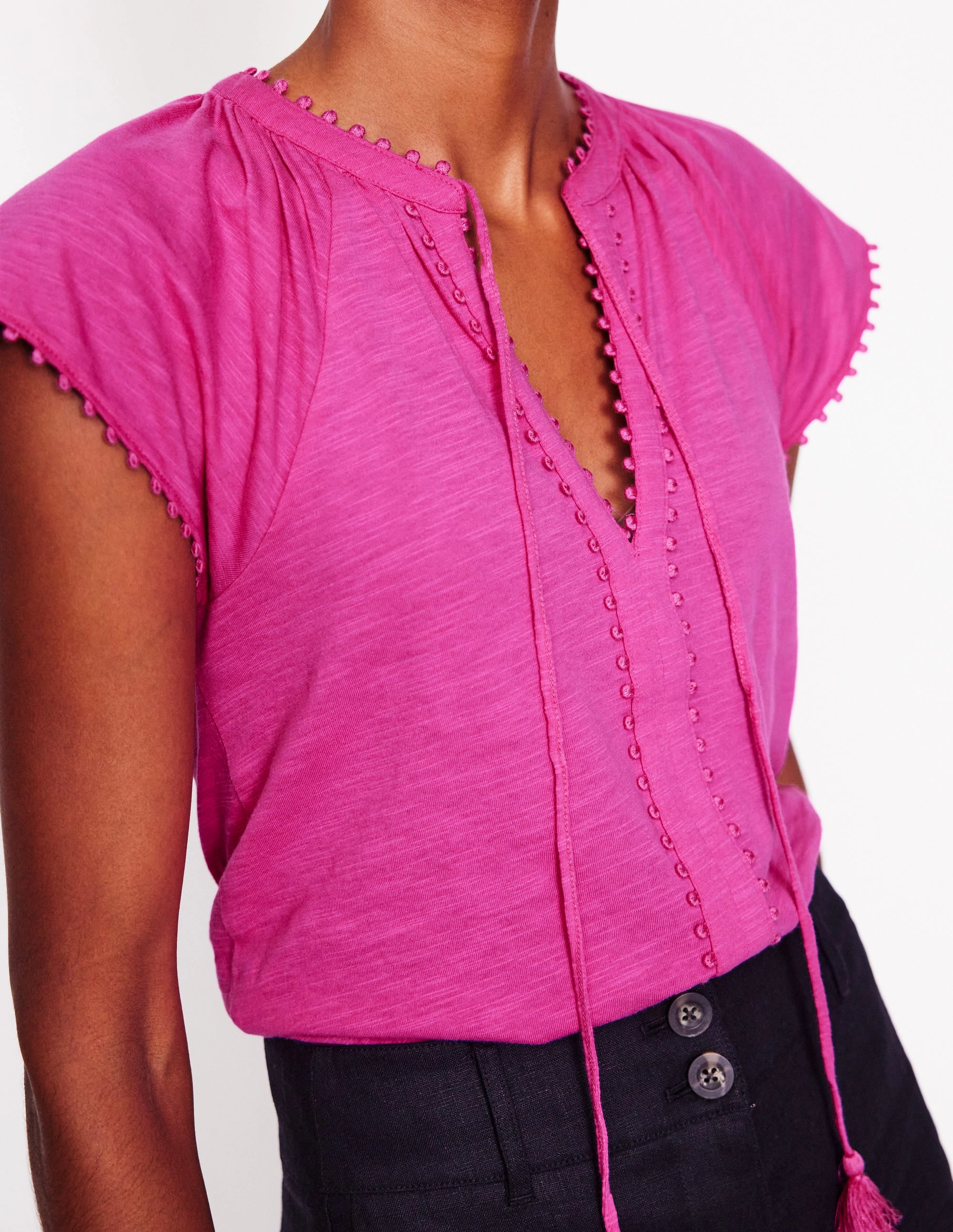 Millie Trim Detail Top-Rose Violet Soft Finish BreathableMeshLining