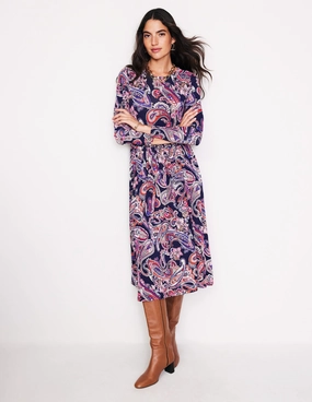 Thea Long Sleeve Jersey Dress-Multi, Opulent Paisley Trend Fit