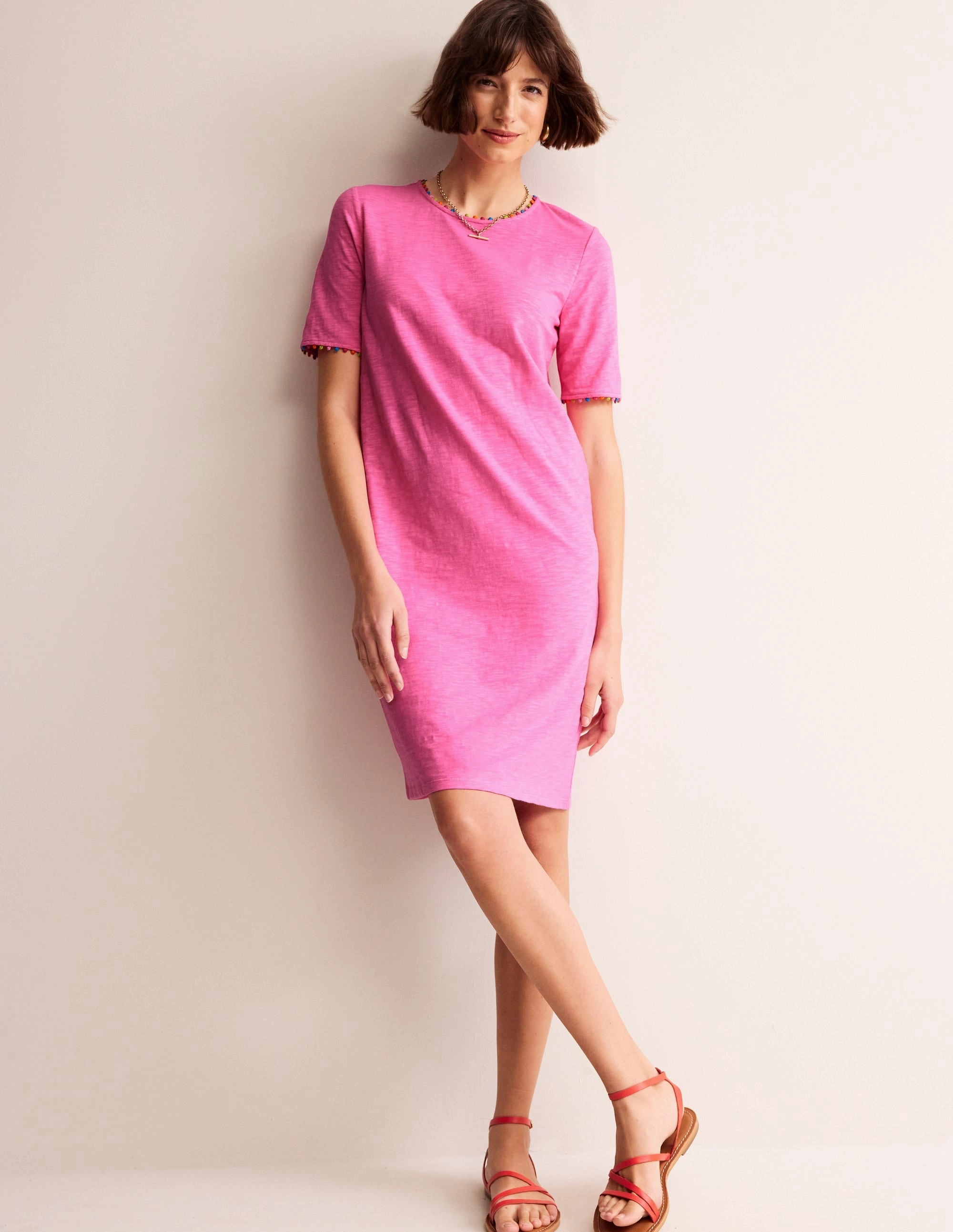 Ali Pom Sleeve Dress-Sangria Sunset Elastic-Cuff Comfortable fit
