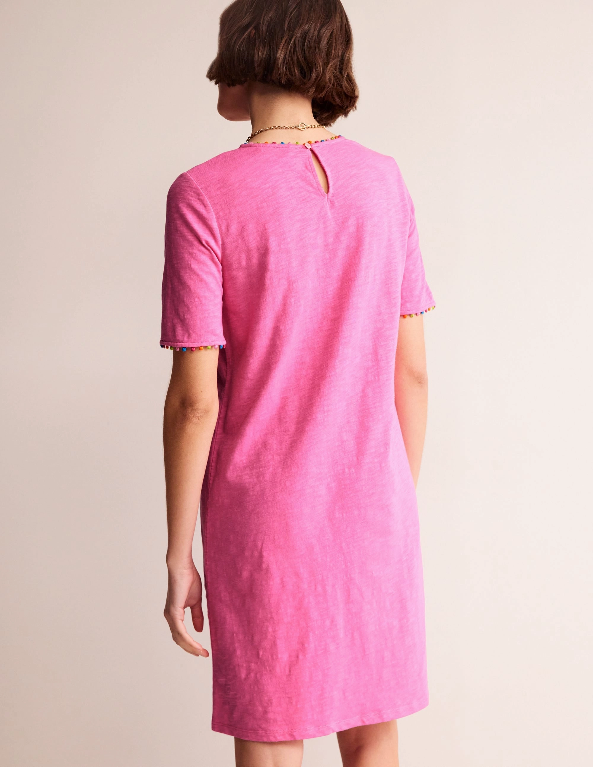 Easy Drape Soft Colorway Ali Pom Sleeve Dress-Sangria Sunset