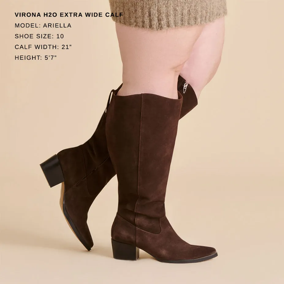 VIRONA H2O EXTRA WIDE CALF BOOTS DK BROWN SUEDE Secure fit