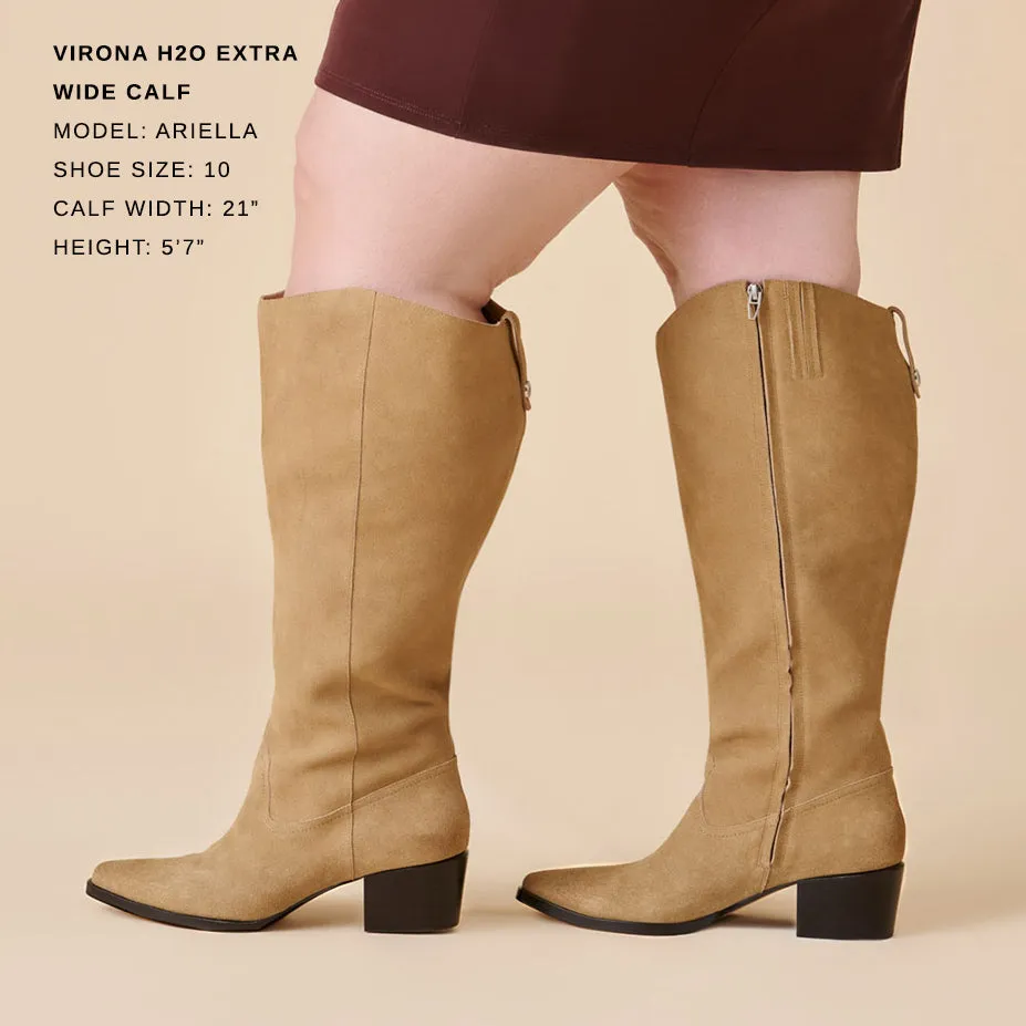 VIRONA H2O EXTRA WIDE CALF BOOTS DK TAUPE SUEDE Traction Sole