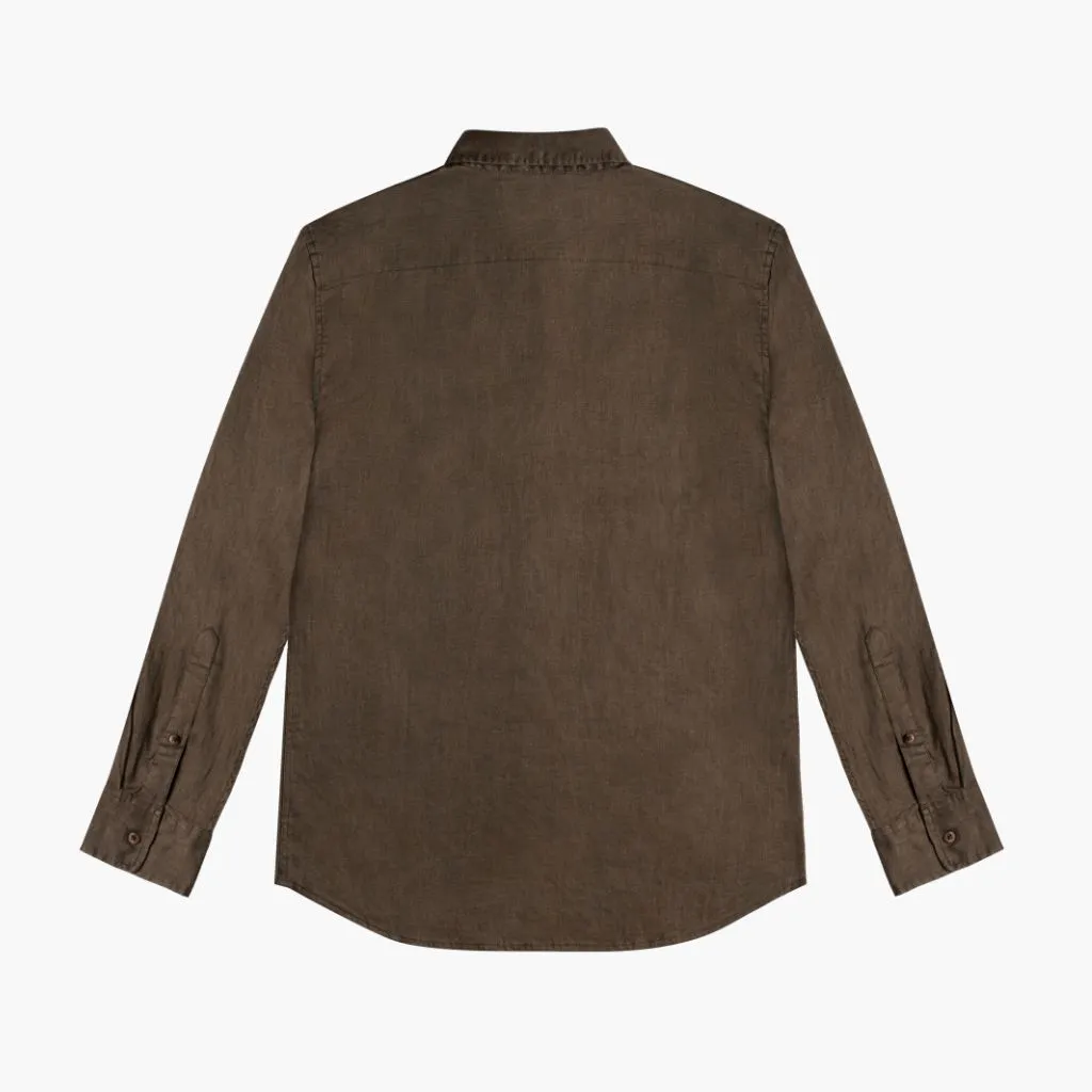 Linen Shirt | Brown Stretchable Fabric