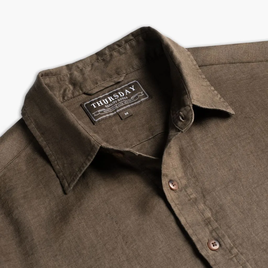 Chambray Fabric Year-Round Favorite Linen Shirt | Brown