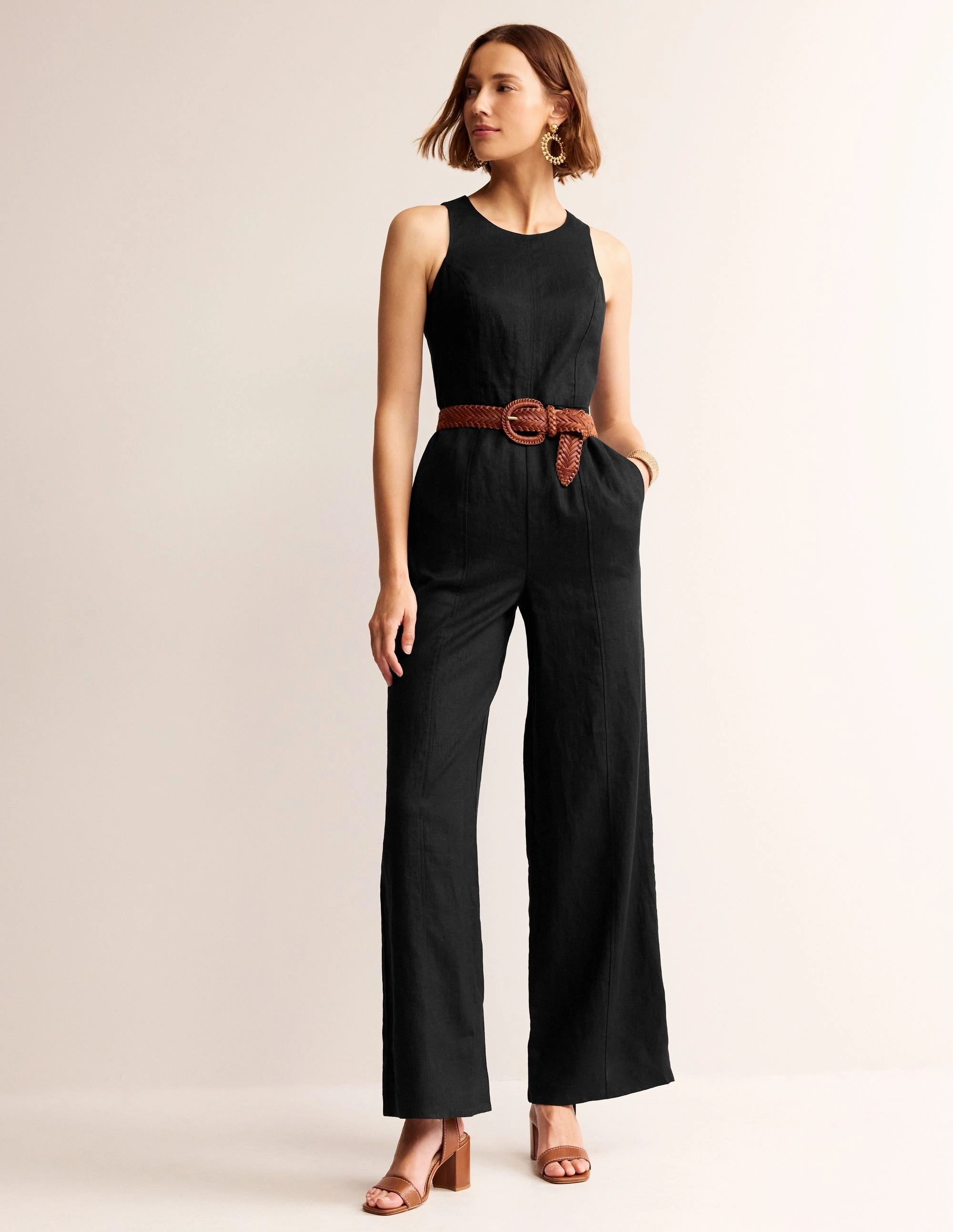 Carla Linen Jumpsuit-Black Comfortable and Chic UV-Resistant