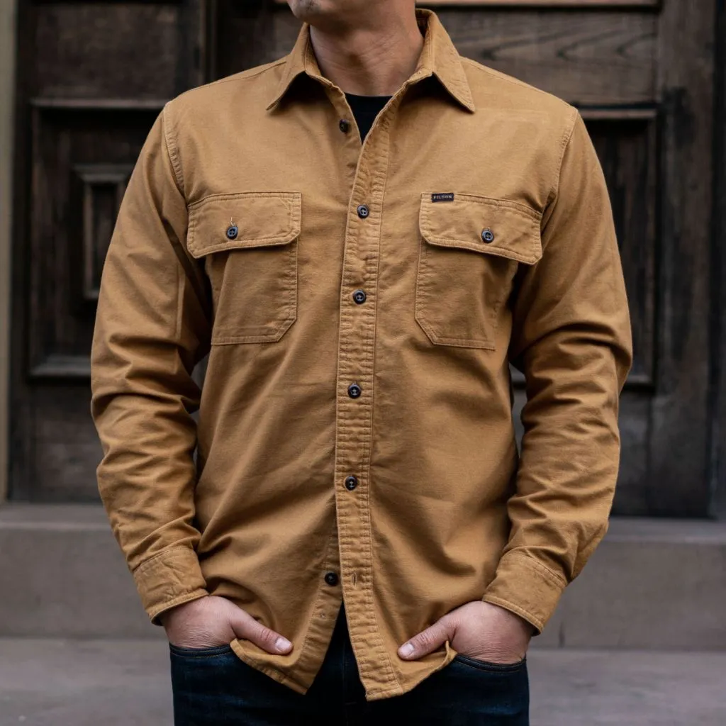 Filson Field Flannel Shirt | Tan Nubuck Patterned Texture Seamless Shoulder