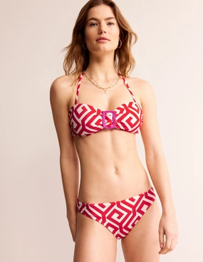 Classic Bikini Bottoms-Flame Scarlet, Maze Racerback Design Cutout Design