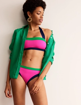 Santorini Bikini Bottoms-Super Pink Colourblock High Neck Design Two-Tone Style