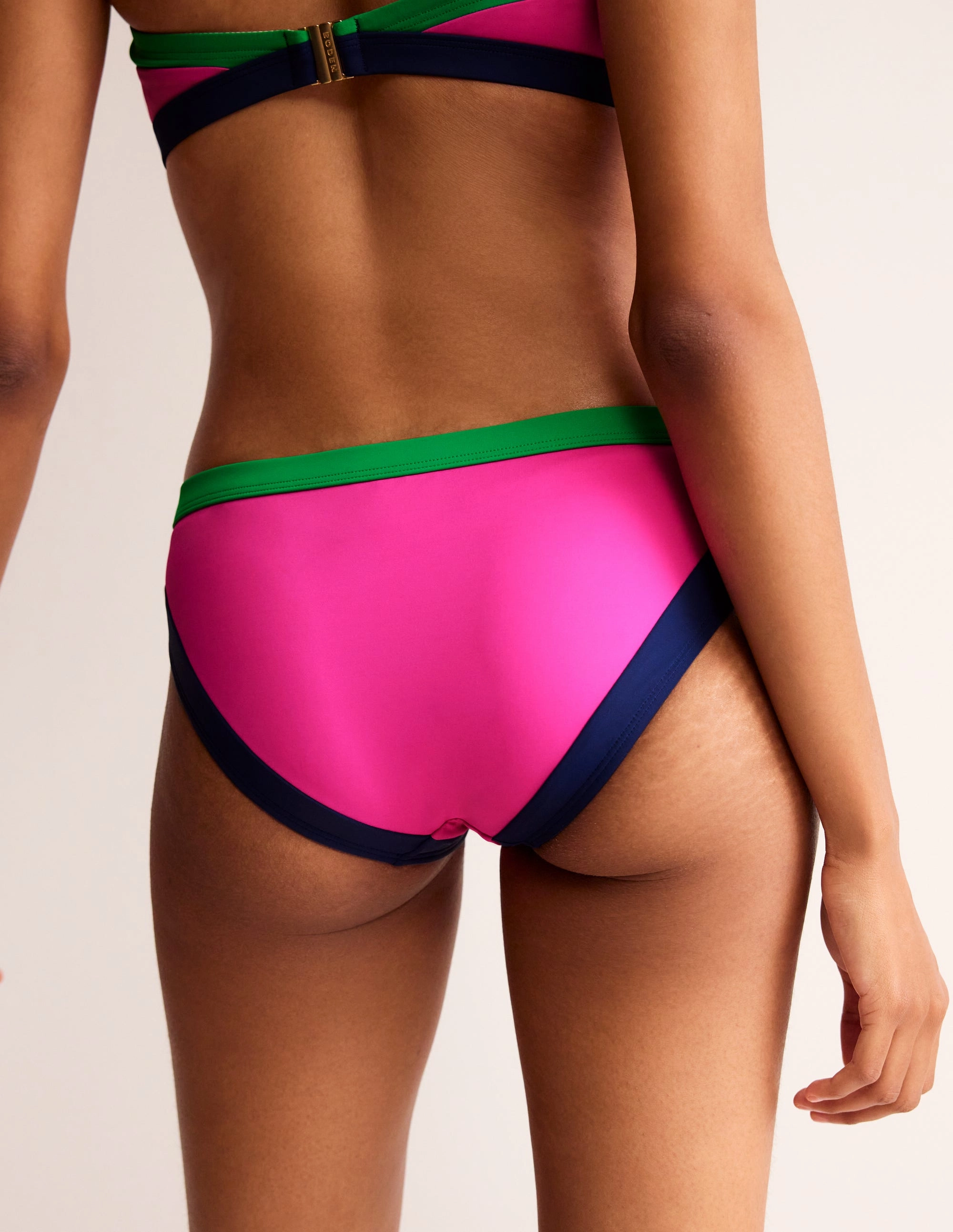 Santorini Bikini Bottoms-Super Pink Colourblock Beach Vacation Day To Night