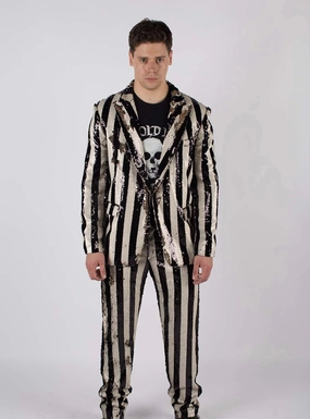 Any Old Iron Men's Stripped Sequin Blazer Jacket Cool Climate Investment