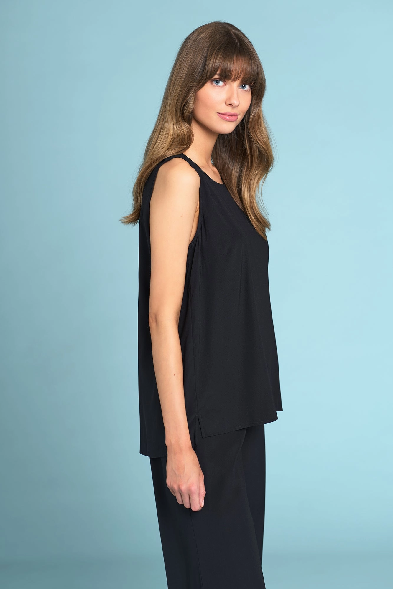 Olivia Newton-John Silk Tunic - Black FadeResistant Minimalist Silhouette