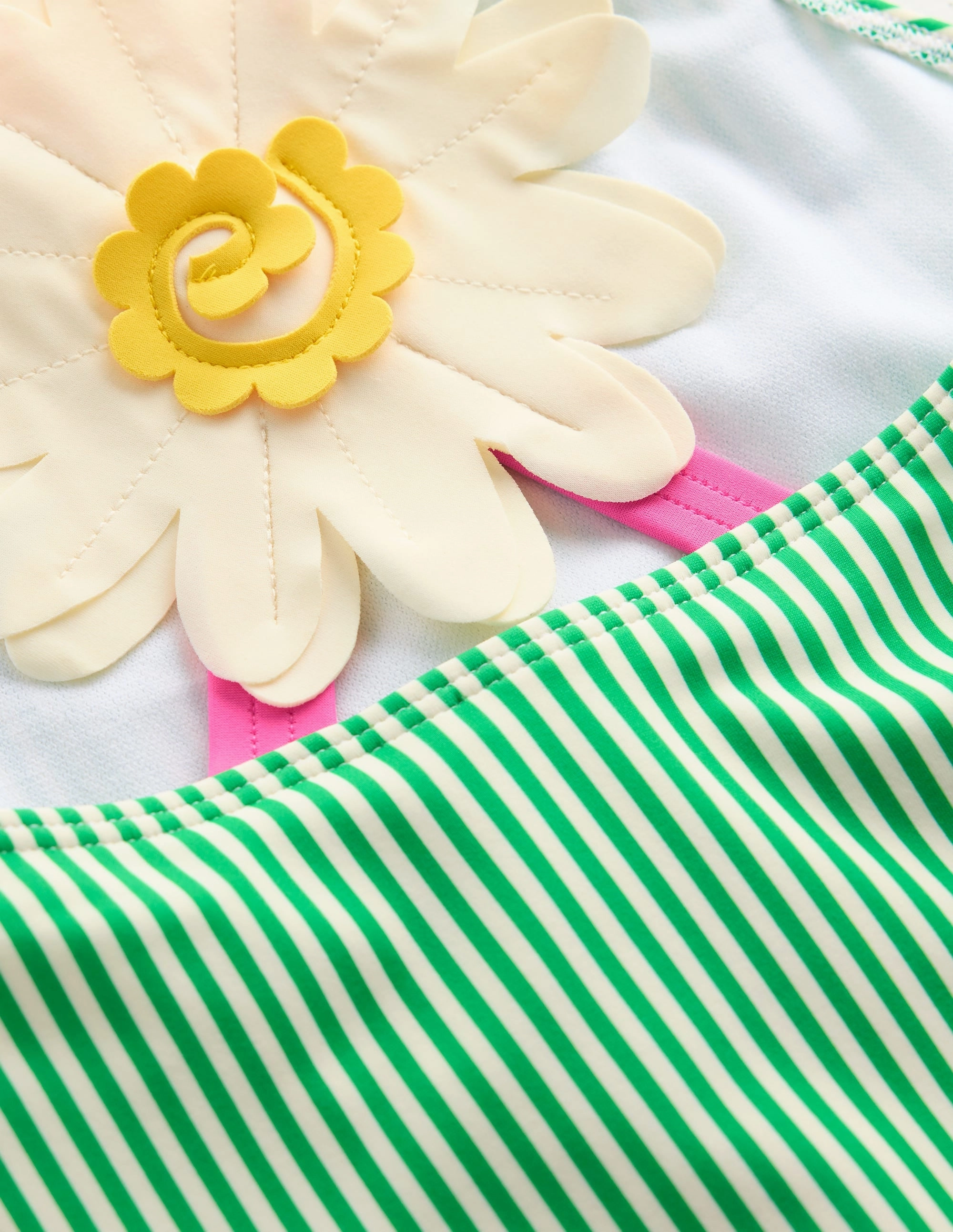 Moisture Wicking Inner Layer Applique Back Swimsuit-Green Daisy