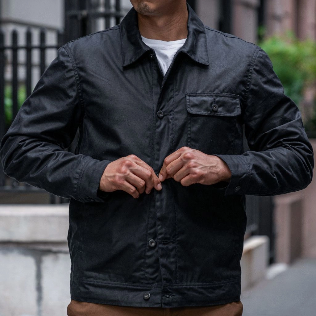 Waxed Canvas Field Jacket | Navy Network Impact Absorbing Padding