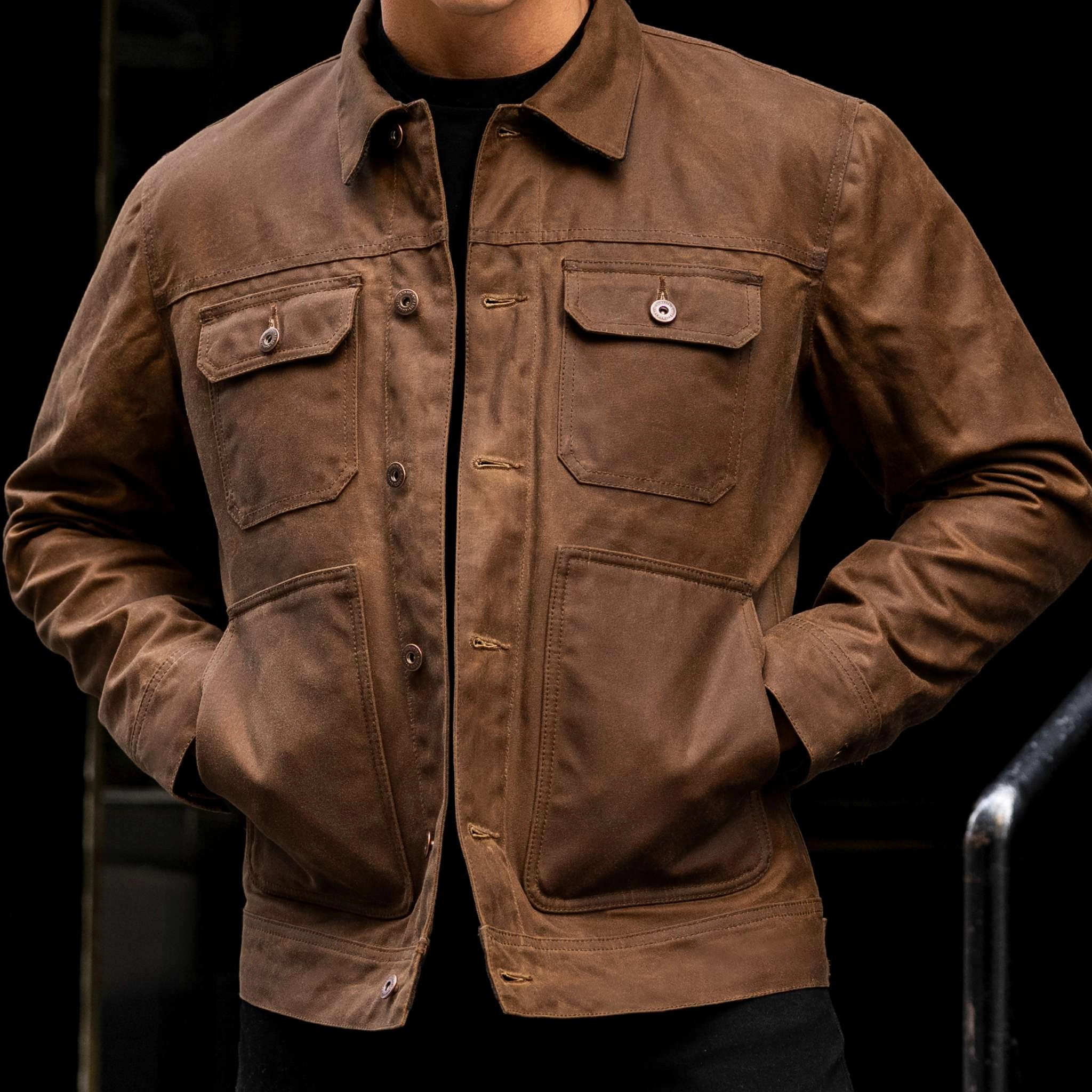 popular in America Waxed Trucker Jacket | Coyote