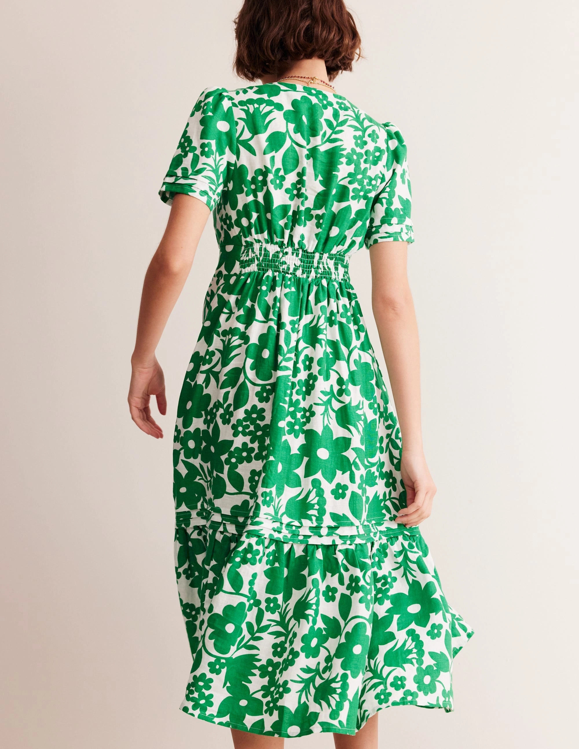 Pure Lines Eve Linen Midi Dress-Green Tambourine, Tulip Garden