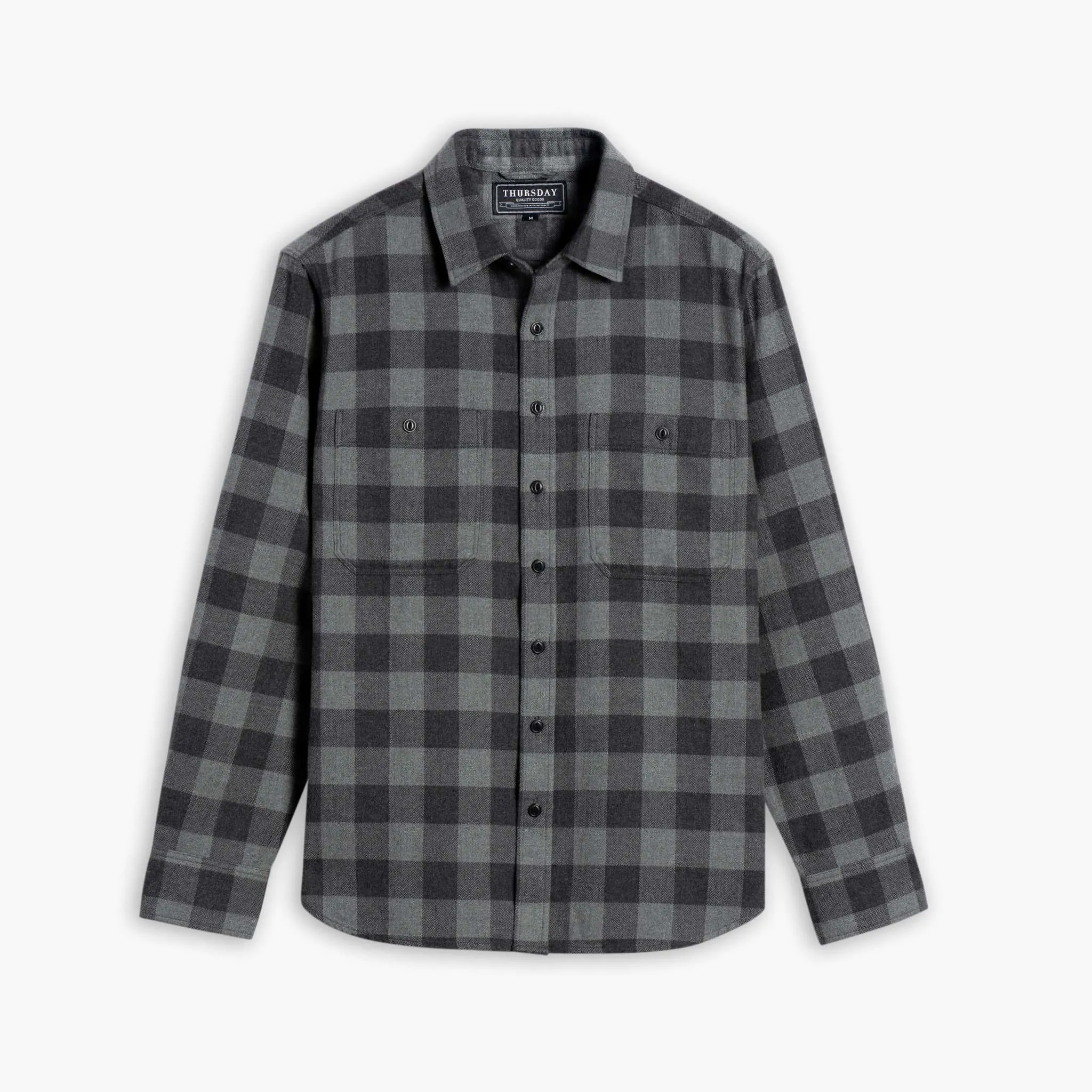 Buffalo Check Shirt | Black & Grey Quick Release Cuffs Sporty Look