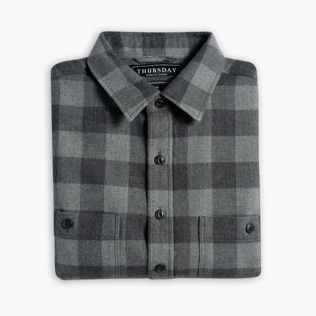 Non Chafe Seams Buffalo Check Shirt | Black & Grey
