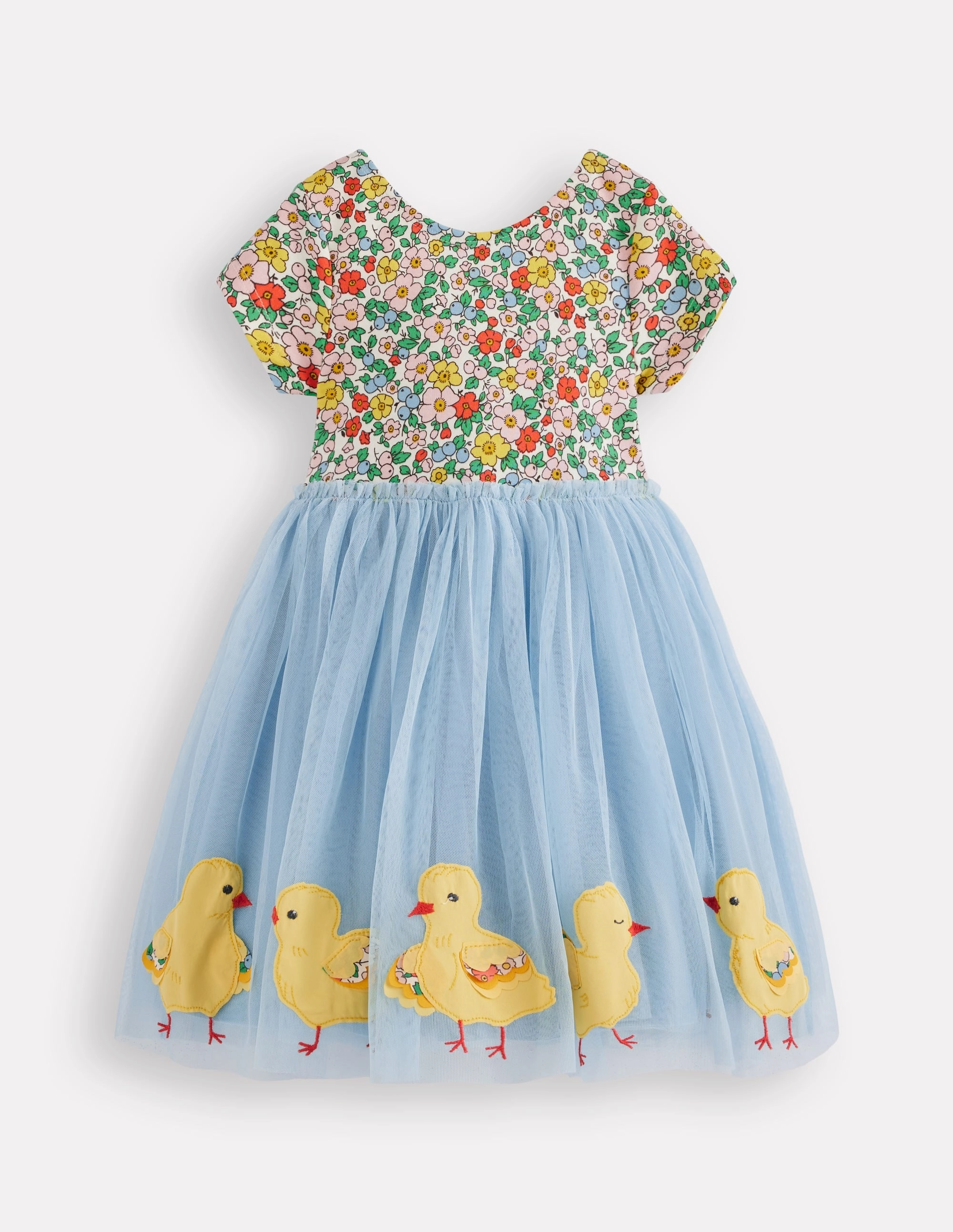 Bold Pattern Easy Going Ami Applique Tulle Dress-Pale Blue Chicks