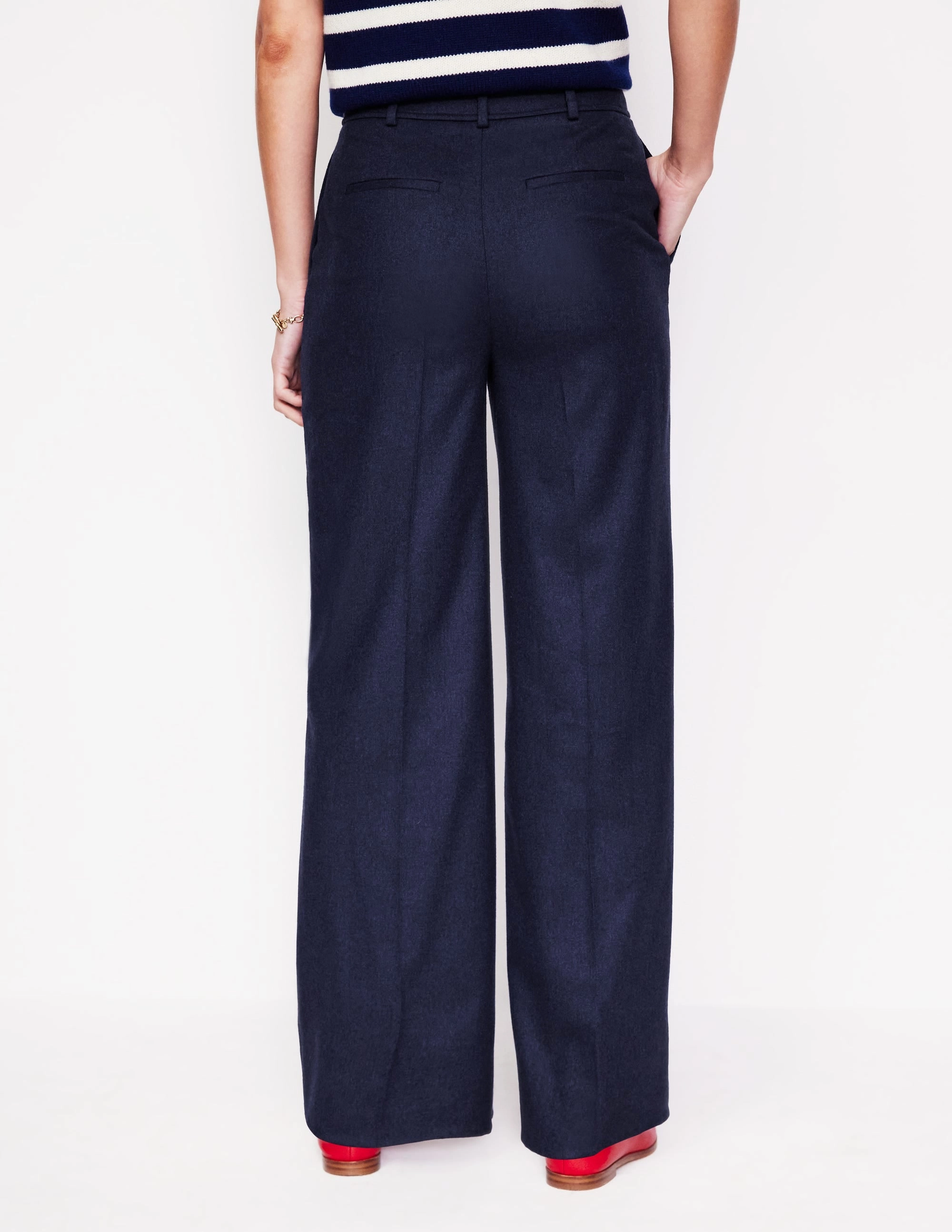 Westbourne Wool-Twill Trousers-Navy Sporty Fit Design