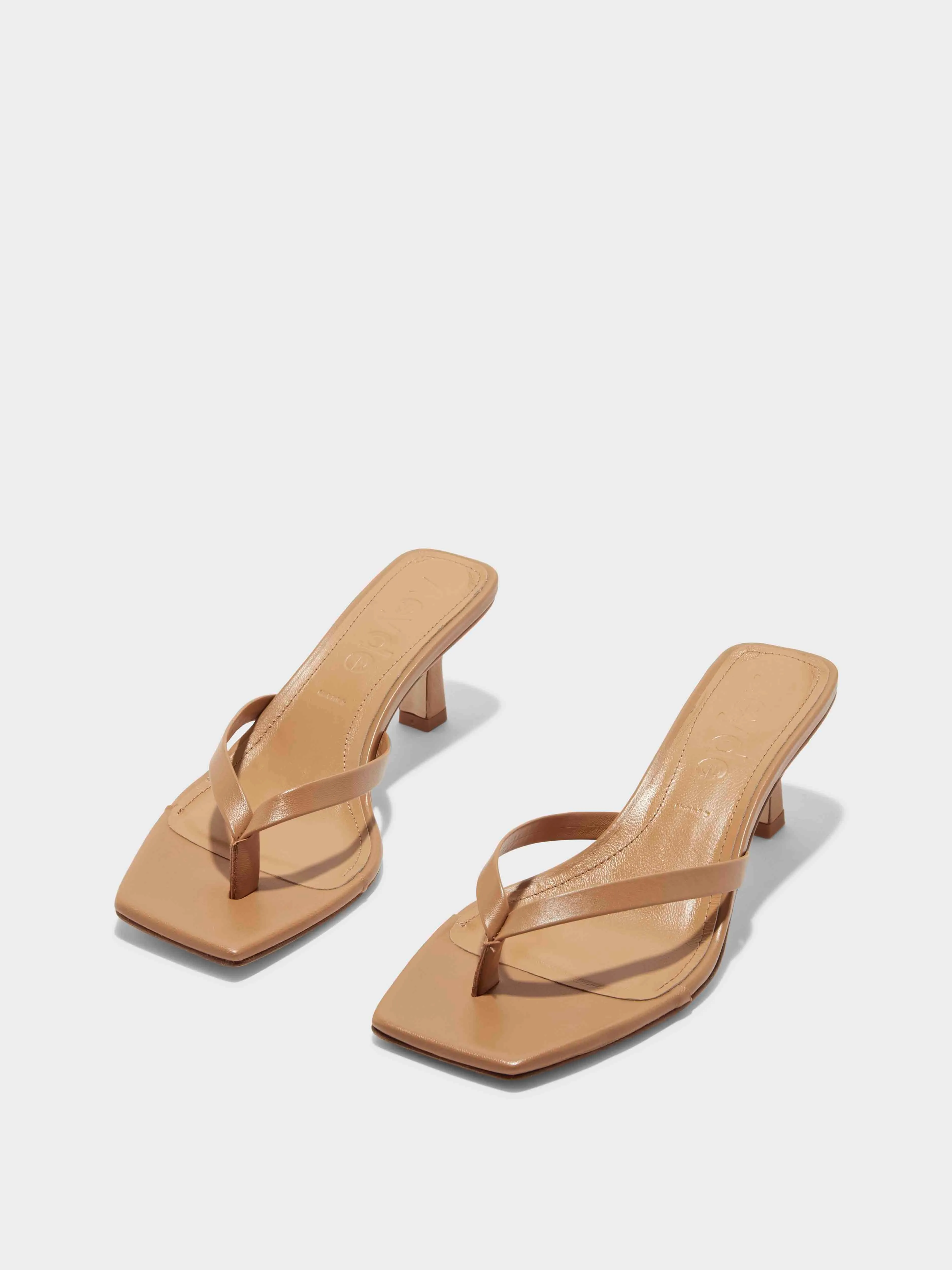 Wilma Leather Thong Sandals Minimal Heels City Cool