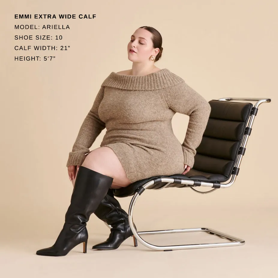 EMMI EXTRA WIDE CALF BOOTS BLACK LEATHER Cool Look Comfort Lining Stylish Explorer